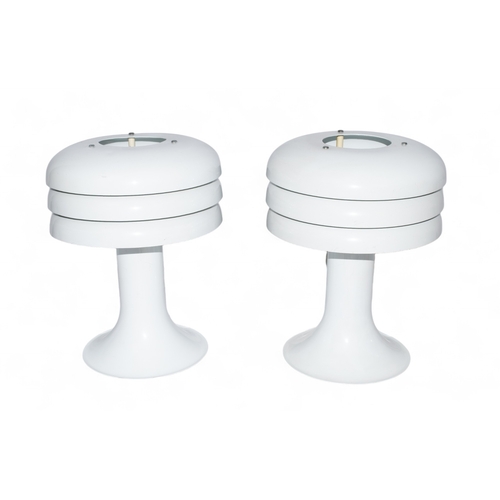 535 - Hans-Agne Jakobsson1970sA pair of White aluminium mushroom table lamps, model LAMINGO BN 25With stic... 