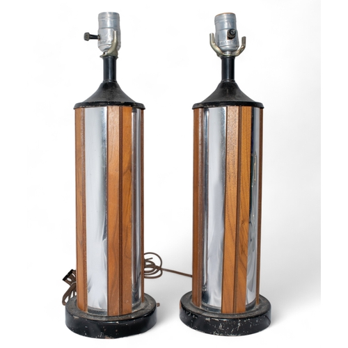 555 - AmericanMid centuryA pair of lampsWood and chromeDimensions:18 in. (H)... 