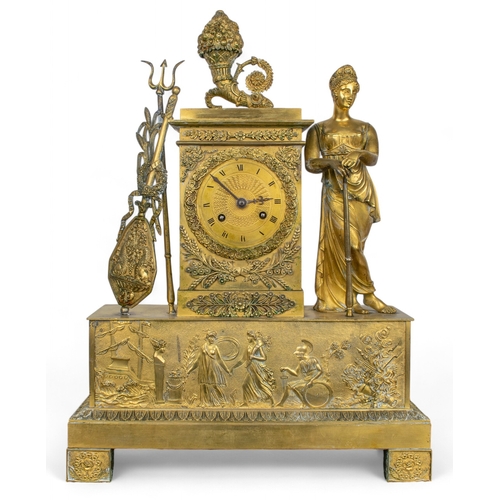 566 - French19th CenturyAn ormolu mantel clockThe front decorated with a classical friezeDimensions:18 in.... 