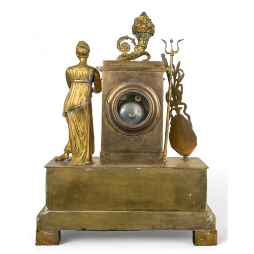 566 - French19th CenturyAn ormolu mantel clockThe front decorated with a classical friezeDimensions:18 in.... 