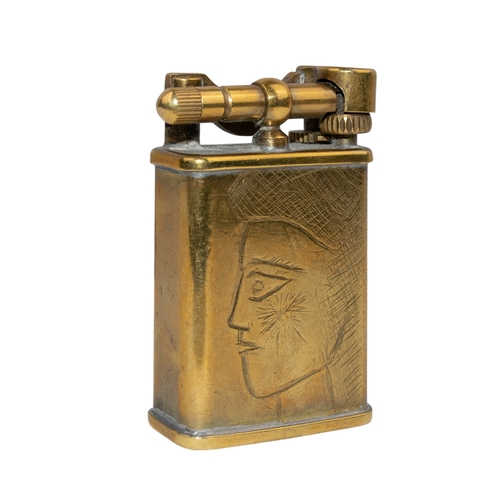 57 - CasanovaVintageA hand-engraved brass lighter, after Picasso?Inscribed 'Paul Jean', and 'Picasso'Purp... 