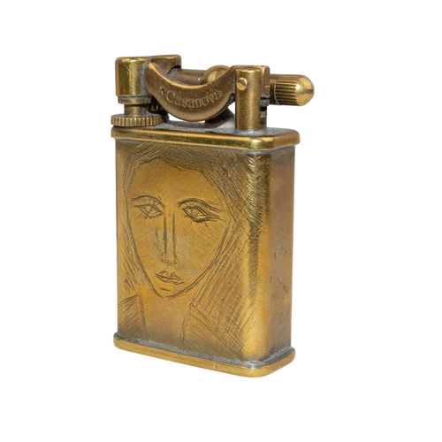 57 - CasanovaVintageA hand-engraved brass lighter, after Picasso?Inscribed 'Paul Jean', and 'Picasso'Purp... 