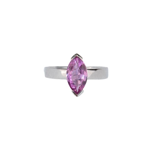 3 - ContinentalContemporaryA pink sapphire single stone ringThe marquise mixed cut pink sapphire weighin... 