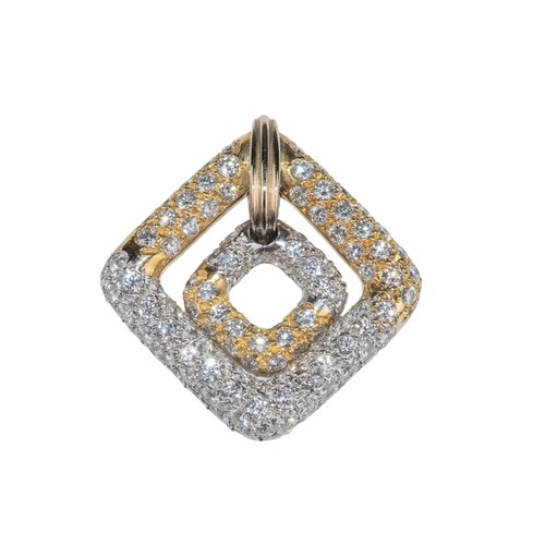 15 - ContinentalCirca 1980A pavé set diamond two row flexible pendant mounted in white and yellow metalWe... 