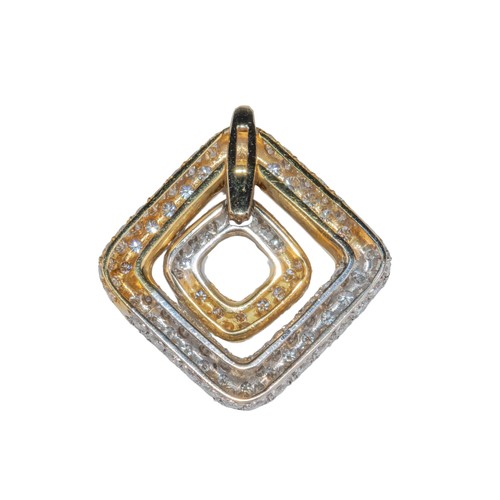 15 - ContinentalCirca 1980A pavé set diamond two row flexible pendant mounted in white and yellow metalWe... 