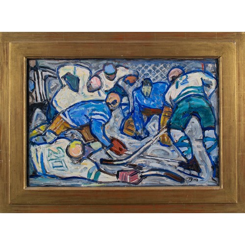 363 - Galina Rumyantseva (Russian, 1927-2004)Goalmouth Incident, 1958Oil on canvasSigned lower rightDimens... 