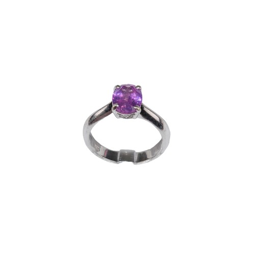 17 - ContinentalContemporaryA pink sapphire single stone ringThe oval shaped mixed cut pink sapphire of g... 