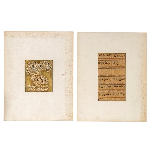 370 - A Quranic loose leaf;and calligraphic painting, signed (?) Provenance:Oliver HoareDimensions:[a] 11.... 