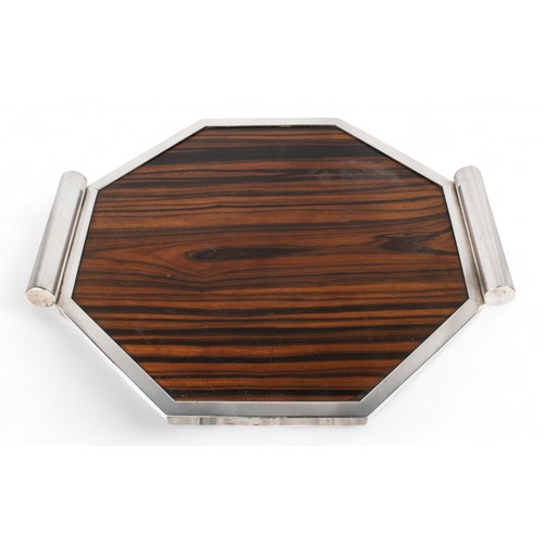 528 - Art DecoA silver and rosewood tray, with felted baseDimensions:17 in. x 19 in. (W)... 