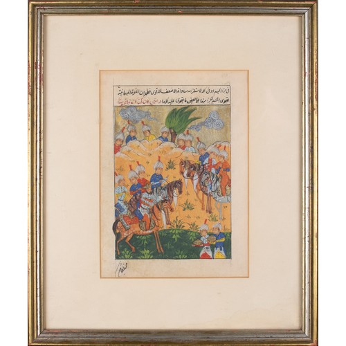 386 - Indo-Persianc.1900A pair of miniatures, depicting the meeting of a King and courtiers Gouache on pap... 