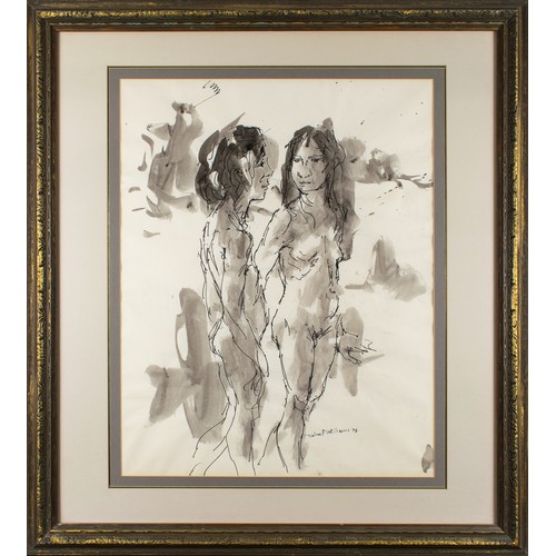 365 - John Francis Williams (Canadian)Two women standingInk and watercolour on paperSigned lower rightDime... 