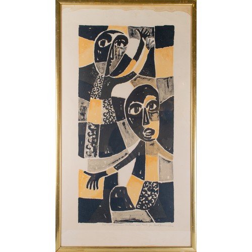 364 - Bertha Hanson (Swedish)The Faces, c. 1950Coloured lithographSigned and inscribedDimensions:(Frame) 3... 