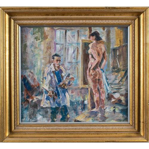 362 - John Chetcuti (American, 1900-1976)Artist and ModelOil on boardSigned lower leftDimensions:(Frame) 1... 