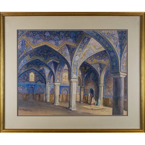 354 - Yervand Nahapetian (Iranian, 1916-2006)The Interior of the Great Mosque at Isfahan, 1959Watercolour ... 