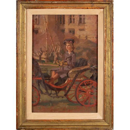 274 - Allan Gwynne-Jones CBE. RA. (English, 1892-1982)Princess Elizabeth in a driving cart at Windsor Cast... 