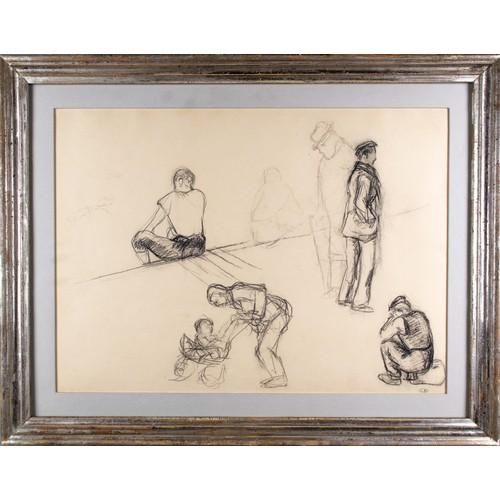 299 - Mikhail Larionov (Russian, 1881-1964)Sheet of Studies of FiguresCharcoal and pencil on paperWith a s... 