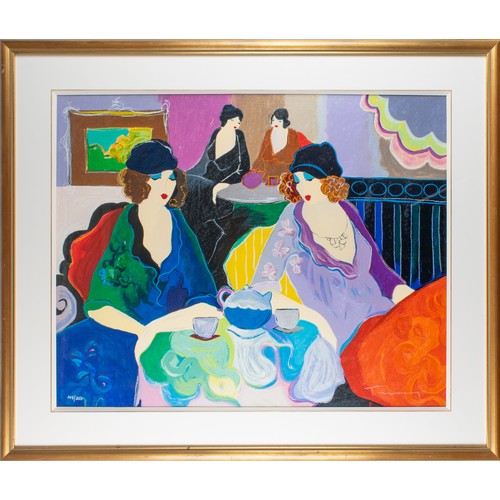 338 - Izchak Tarkay (Israeli, 1935-2015)Sisters at Tea, 1998SerigraphEdition 149/350Signed lower right Dim... 