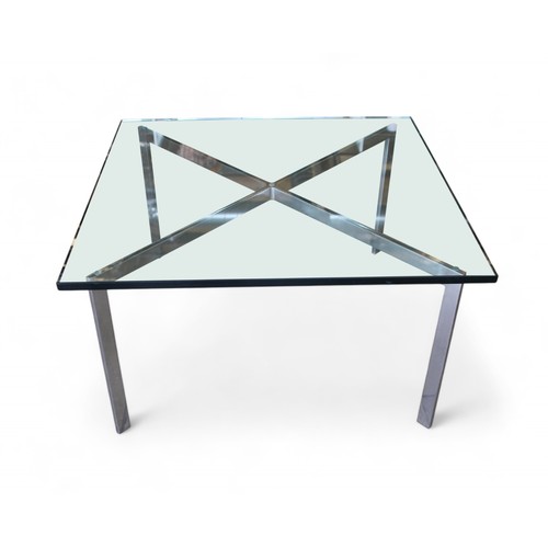 124 - Mies van der Rohe, produced by KnollBarcelona tablec.1970sSolid steel and original plate glassDimens... 