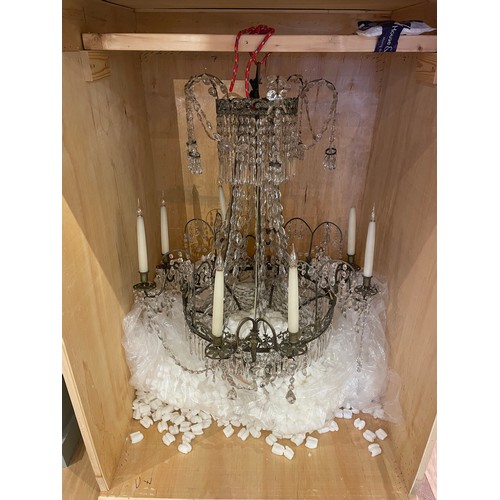 130A - 19th centuryA chandelier with glass beads and four twin branchesDimensions:46 in. (H)... 