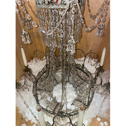 130A - 19th centuryA chandelier with glass beads and four twin branchesDimensions:46 in. (H)... 