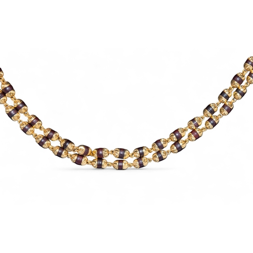 76 - Indian, ContemporaryA high carat yellow gold and wood bead necklace.The fluted yellow gold beads wit... 