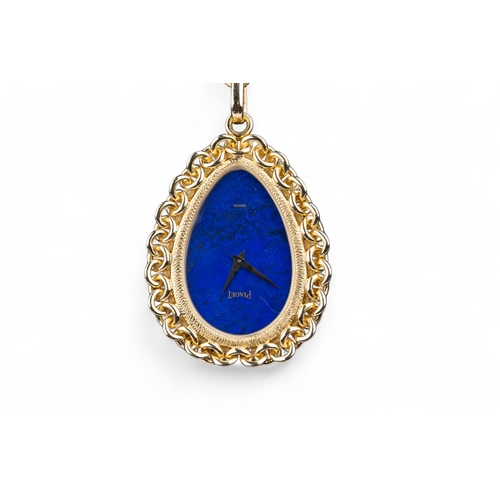 114 - PiagetContinentalCirca 1970A fine 18 carat yellow gold and lapis lazuli pendant watchOn a heavy saut... 