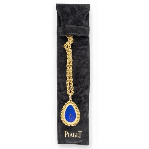 114 - PiagetContinentalCirca 1970A fine 18 carat yellow gold and lapis lazuli pendant watchOn a heavy saut... 