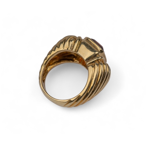 150 - David Yurman, AmericanA Madeira citrine and 18 carat gold dress ring, the rectangular citrine collet... 