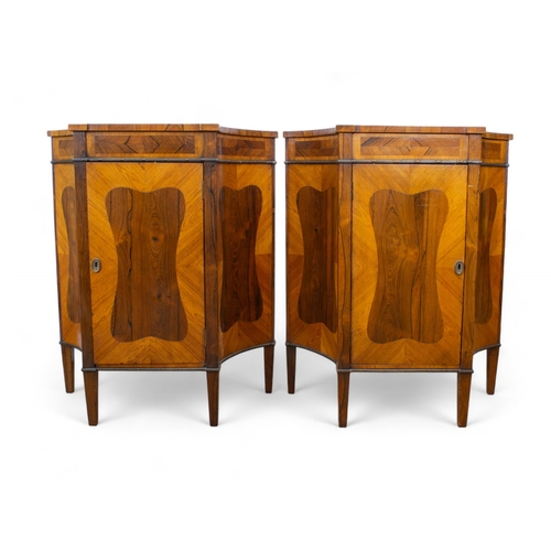 196 - English19th CenturyA pair of walnut and brass banded side cabinetsWith the original keys, with singl... 