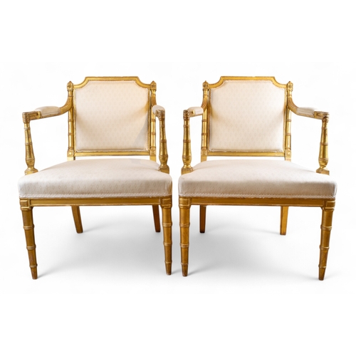 237 - EnglishLate 18th CenturyA pair of small giltwood upholstered armchairsDimensions:32 in. (H) x 21.5 i... 