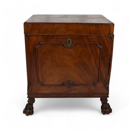 247 - English, 19th CenturyA mahogany wine cooler on ball and claw feet and brass handlesProperty of a gen... 