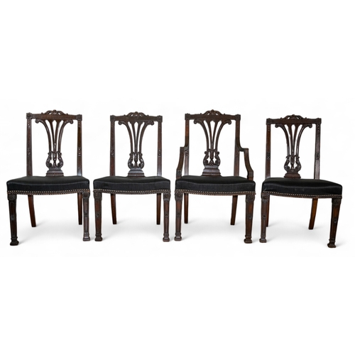 251 - A set of eight Danish ebonised wood chairs in Robert Adams style, upholstered in blackDimensions:39.... 