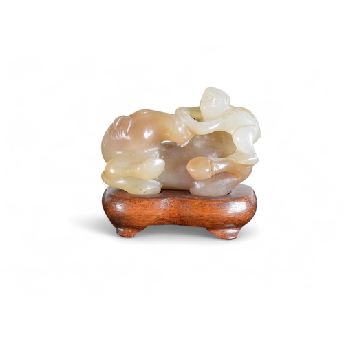 336 - ChineseCirca 18-19th CenturyJade brownish mutton fat coloured horse and monkeyProperty of a gentlema... 