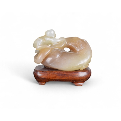 336 - ChineseCirca 18-19th CenturyJade brownish mutton fat coloured horse and monkeyProperty of a gentlema... 