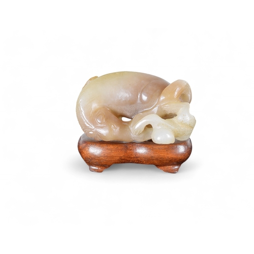 336 - ChineseCirca 18-19th CenturyJade brownish mutton fat coloured horse and monkeyProperty of a gentlema... 