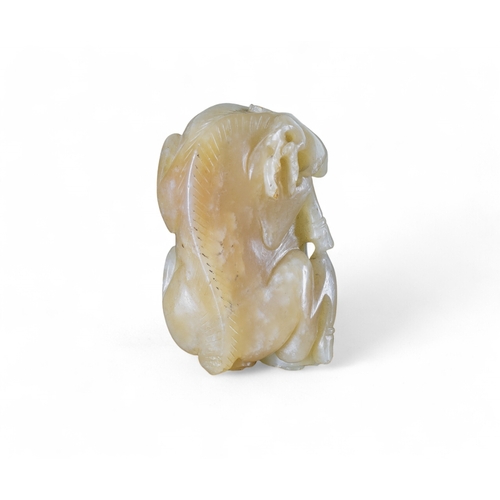 345 - Chinese19th centuryBrown and mutton fat coloured jade boy carrying a deerProperty of a gentlemanFrom... 