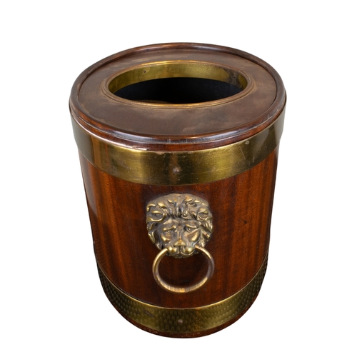 370 - A Georgian mahogany wine cooler, brass bound with lion-headed handles Property of a gentlemanFr... 