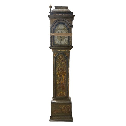 332 - English, 18th CenturyRobert Burgess of LondonA japanned long case clock, the case decorated with bea... 