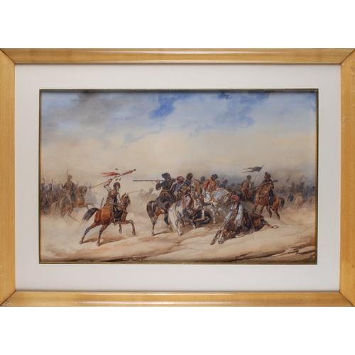 510 - Noël Dieudonné Finart (French, 1797-1852)Turkish Cavalry in Battle Skirmish1851Watercolo... 