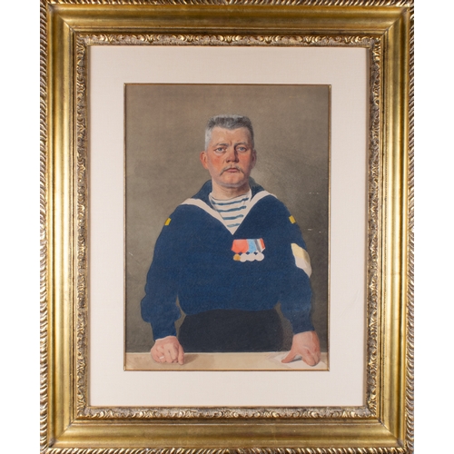 585 - Russian, Circa 1890A portrait of a decorated Russian sailorWatercolour on paperDimensions:(Frame) 29... 