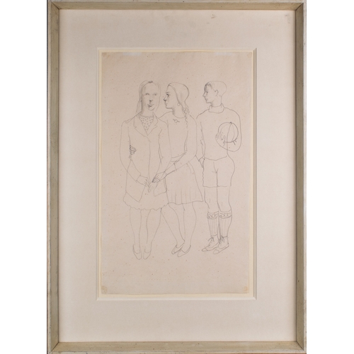 619 - Christopher Wood (English, 1901-1930)Three Children with a BallPencil on paperProvenance:Elizabeth W... 