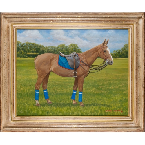 666 - Anthony Oakshott (1944-2009)Two polo pony portraitsOil on canvasDimensions:19 in. (H) x 23 in. (W)... 