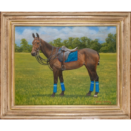 666 - Anthony Oakshott (1944-2009)Two polo pony portraitsOil on canvasDimensions:19 in. (H) x 23 in. (W)... 