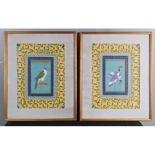 681 - 19th century, IndianA pair of pictures of birdsOne of a bird of prey, the other of two cranesGouache... 