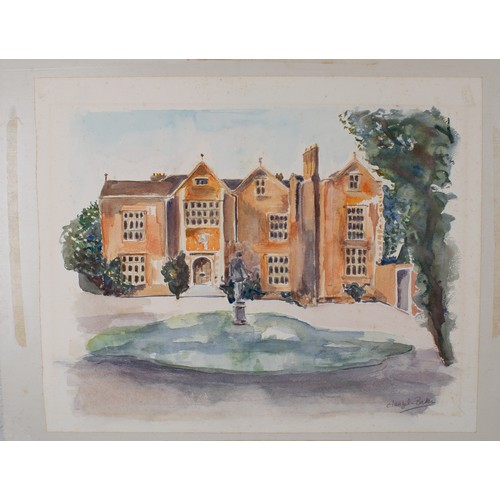 178R - Francine Clauzel-Baker (French)A pair of watercolours of Chequers, the Prime Minister's country hous... 