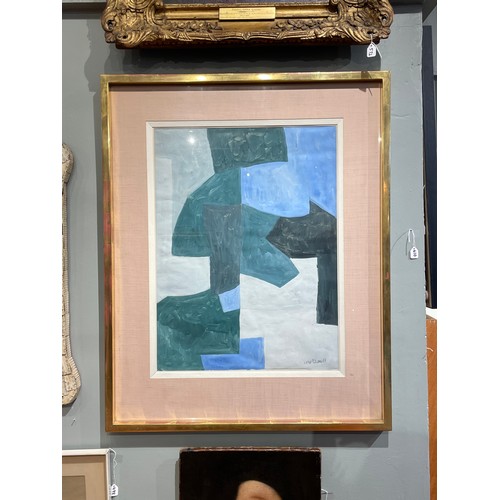 610 - Serge Poliakoff (Russian-born French, 1900 – 1969)An abstract composition in blue, green, black, and... 