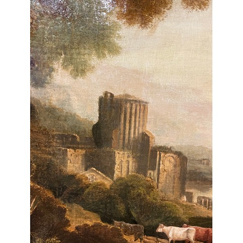 542 - George Smith of Chichester (British, 1714-1776)A panoramic Neoclassical landscapeOil on canvasIn a m... 