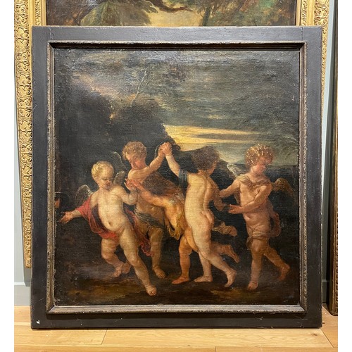 515 - Venetian Schoolc. 1600Dancing Amorini Oil on canvasDimensions: (Frame) 44.5 in. (H) x 43 in. (W)(Can... 