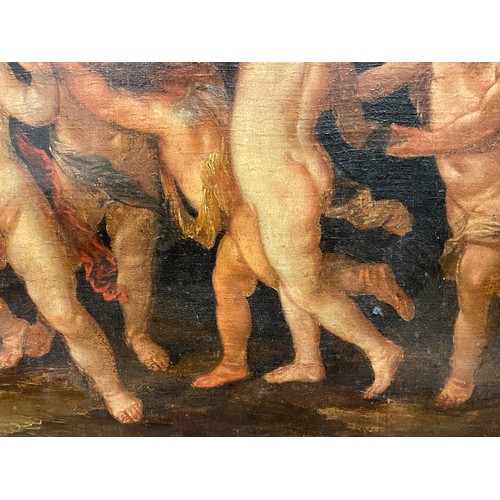 515 - Venetian Schoolc. 1600Dancing Amorini Oil on canvasDimensions: (Frame) 44.5 in. (H) x 43 in. (W)(Can... 