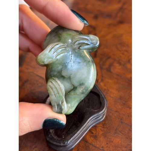 342 - Chinese19th CenturyJade toadProperty of a gentlemanFrom the collection of Peter Roe... 